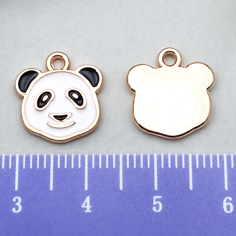 DIY dibujos animados panda bambú goteando aceite de aleación pendientes llavero animal colgante accesorios de joyería decoración de estilo chino