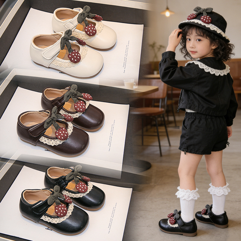 Zapatos de princesa de niñas de encaje zapatos de cuero 2026 nuevos niños Mary Zhenzhao boca simple zapatos de bebé zapatos de beans image 3