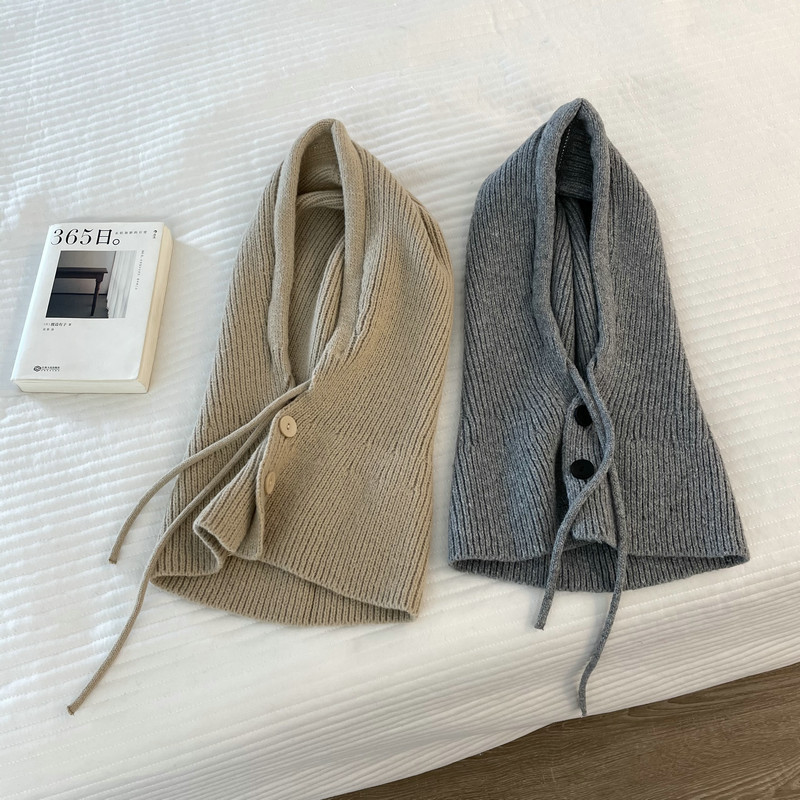 161g Weight Wool Cap Hats Type Holiday, Daily Occasion yarn, Polyester Material Solid Color Pattern Autumn&Winter Season Women's Gender Simple Style, Classic Style Style Eaveless Rim Balaclava Women's  Winter Warm Hat Scarf Integrated Knitted Earflaps Woolen Cap High Sense 4