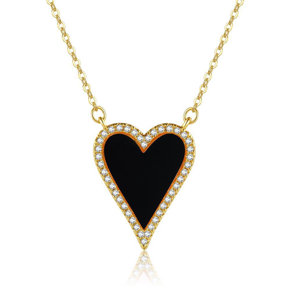Rhinestones Inlay Material Pendant Necklace Classification Copper Inlay Heart Shape Rhinestones Pendant Necklace