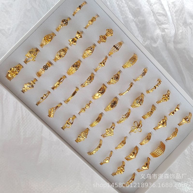 大捡漏高仿24K仿真沙金戒指女时尚百搭四叶草开口戒指直播福利品|undefined