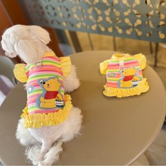 25秋冬新款宠物狗狗猫咪奶狗衣服 条纹小熊飞袖款可牵引