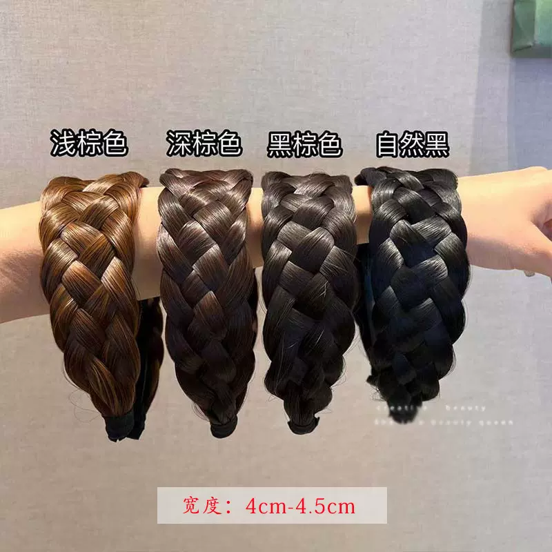 五股辫加宽假发箍女式2024年麻花辫头箍编发高颅顶亚克力发饰蓬松