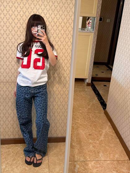 [210g 21 cotton] contrast printed round neck short sleeve T-shirt women's summer shoulder jacket white other