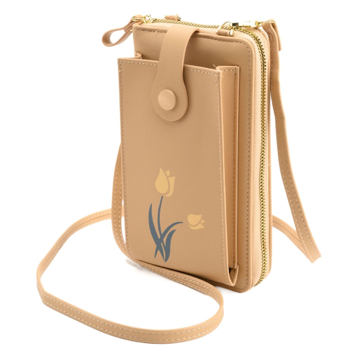 2023 nueva bolsa de mensajero de hombro impreso larga cartera multi-tarjeta de gran capacidad flor teléfono bolsa