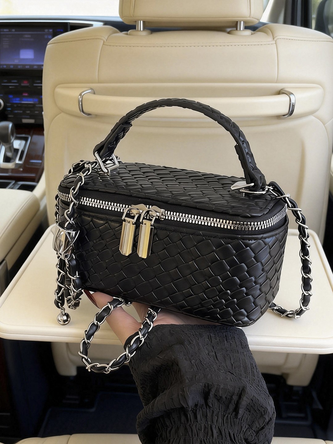 2026 nueva textura transfronteriza tejida bolsas de maquillaje bolsas pequeñas bolsas cuadradas pequeñas bolsas de viento de un hombro bolsas de mano de cadena