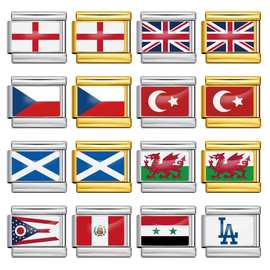 新款图片打印国旗图案意大利模块手链 钛钢DIY弹力个性手环表带链