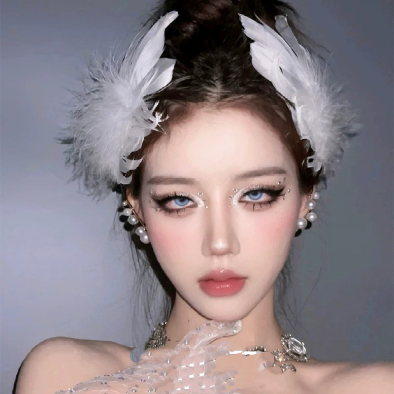 White Feather Hairpin Halloween Decoration Super Fairy Cosplay Swan Hair Clip Photo Atmosphere Hairpin Performance Hair Accessory