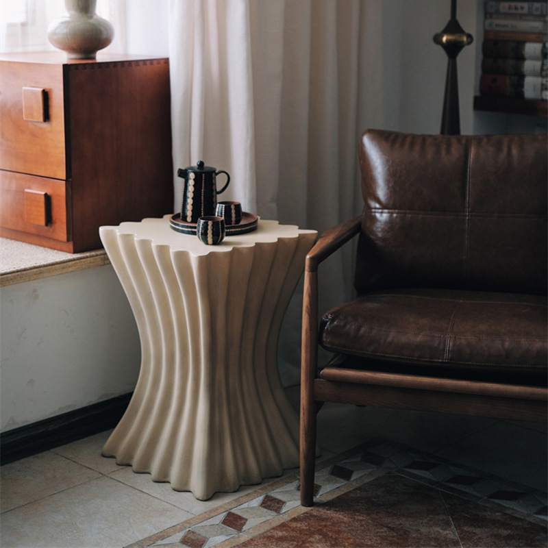 Vintage Roman Column Sofa Side Table Homestay Home Living Room Square Old Coffee Table Cafe Leisure Art Side Table