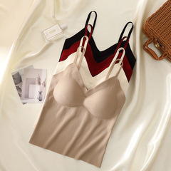 New autumn and winter hair-worn suspender with chest pad for women with inner and outer wear beautiful back suspender vest without marks and chest pad for vest