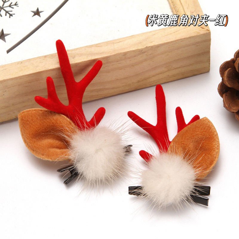 クリスマスのシミュレーションヘラジカの角のヘアピンはネットの赤いかわいい髪のカチューシャの祝日の子供の鈴のカチューシャを挟みます。|undefined