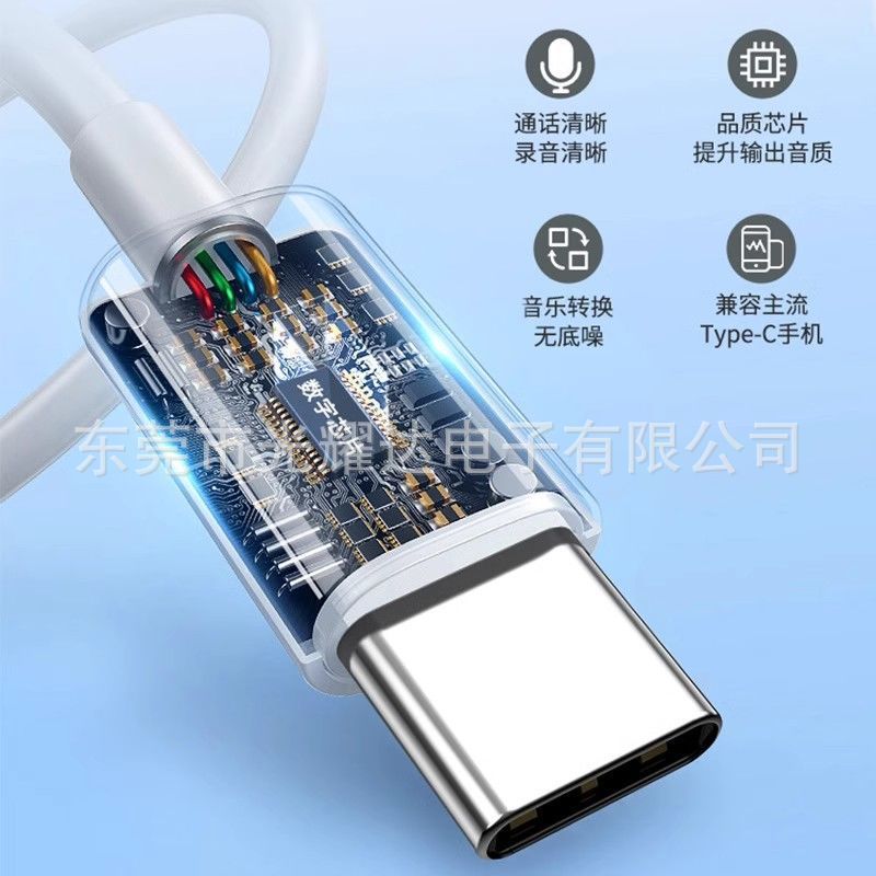 デジタル有線ヘッドフォン、Type-Cチップ搭載、マイク付きセミインイヤー有線コントロール、高音質、Appleのソース工場に最適|undefined