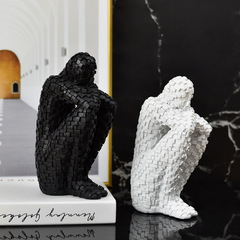 Factory Direct Sale New Chinese Style Mosaic Character Model Sculpture Resin Craft Decor Home Living Room Sculpture