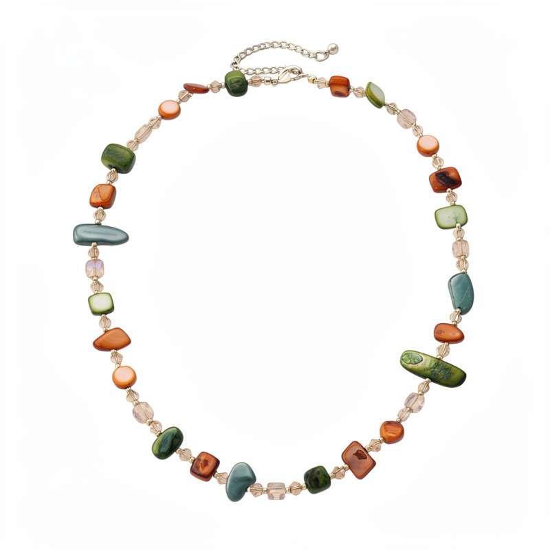 European Style Shell Glass Beaded Necklace Versatile Collarbone Chain_voghion.com