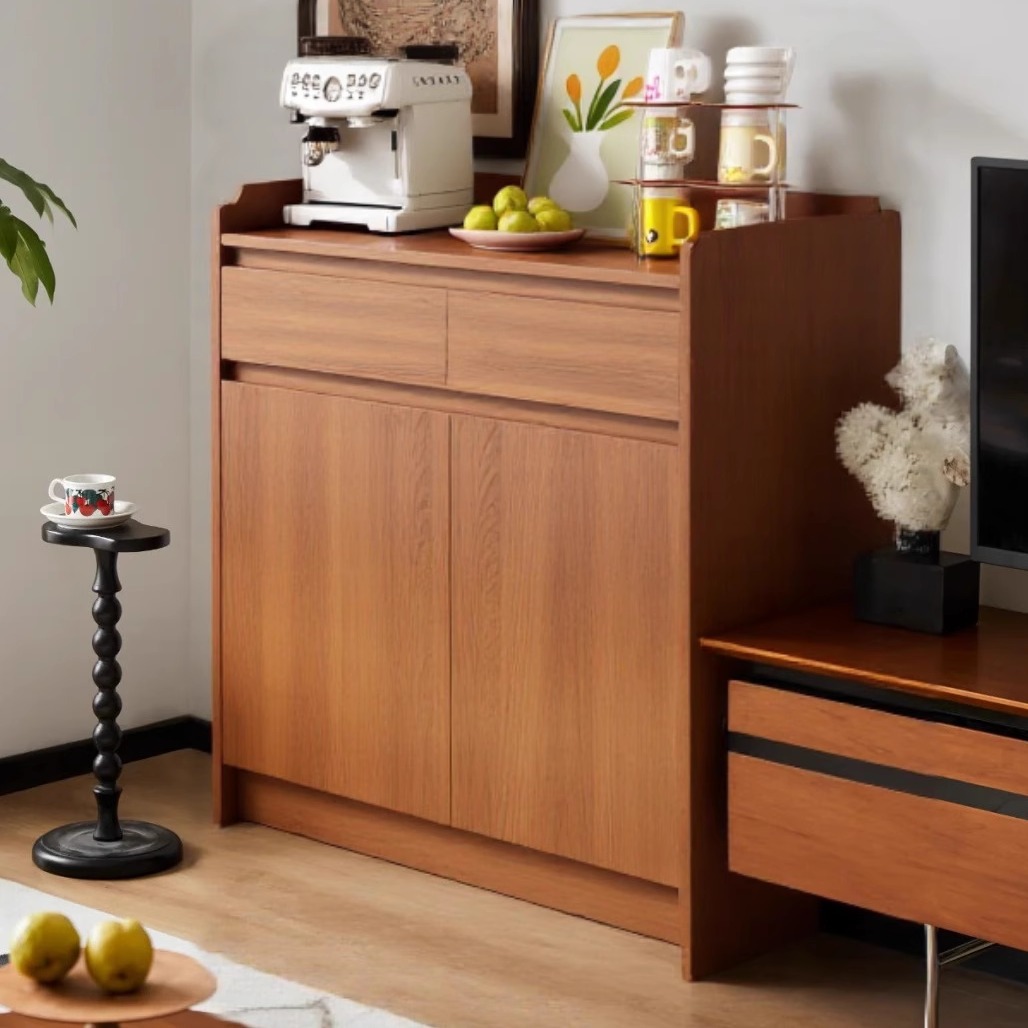 Solid Wood Side Cabinet Storage Cabinet Cupboard Kitchen Rural Home Kitchen Cabinet Living Room Side Cabinet Wall-Mounted Integrated Sideboard