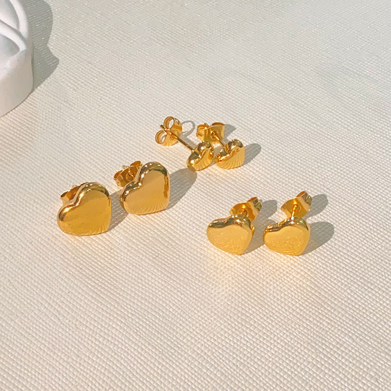Titanium Steel Material 1 Pair Simple Style Heart Shape Titanium Steel Earrings