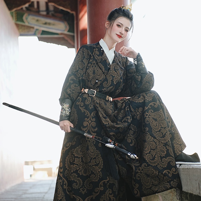 Original Han Dynasty Gilt Jacquard Two-Wear Round Neck Robe Martial Arts Style Couple Outfit Cp Large Size Unisex Jacket Original Han Dynasty Gilt Jacquard Two-Wear Round Neck Robe Martial Arts Style Couple Outfit Cp Large Size Unisex Jacket