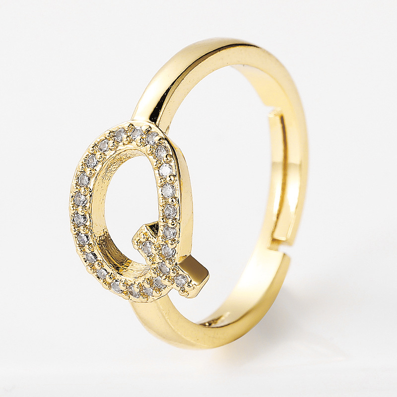 wholesale jewelry 26 English alphabet copper ring Nihaojewelrypicture8