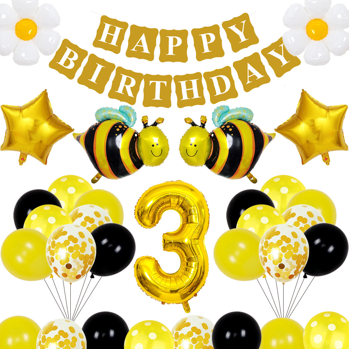 Juego de globos de cumpleaños de abejas ins Juego de globos de cumpleaños para niños