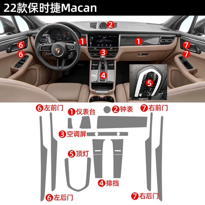 protection central control gear – Car interior film - tph-porsche-macan-full-set-of-soft-film-without-screen