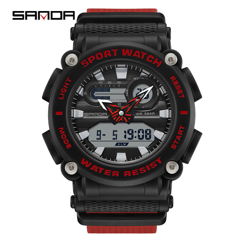 SANDA 3139 reloj electrónico multifuncional deportes al aire libre luminoso impermeable reloj de hombre simple reloj creativo