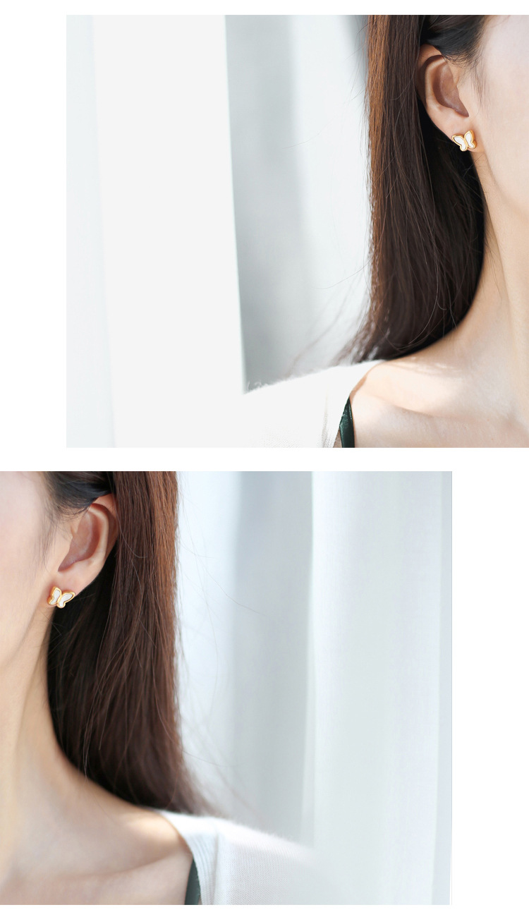 1 Pair Quantity Korean Style Butterfly Titanium Steel Plating Shell Earrings 1 Pair