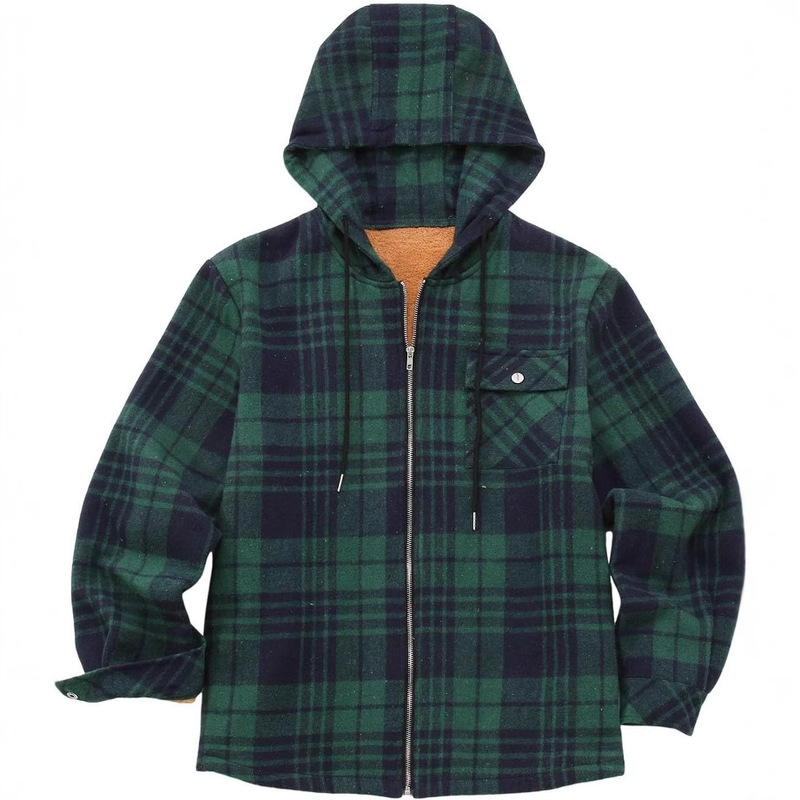 Flannel Men's Plaid Jacket 2024 New Amazon Long Sleeve Flannel Composite Plush Casual Men's Jacket