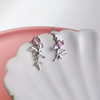 Fashionable metal silver needle, earrings, silver 925 sample, European style, high-quality style