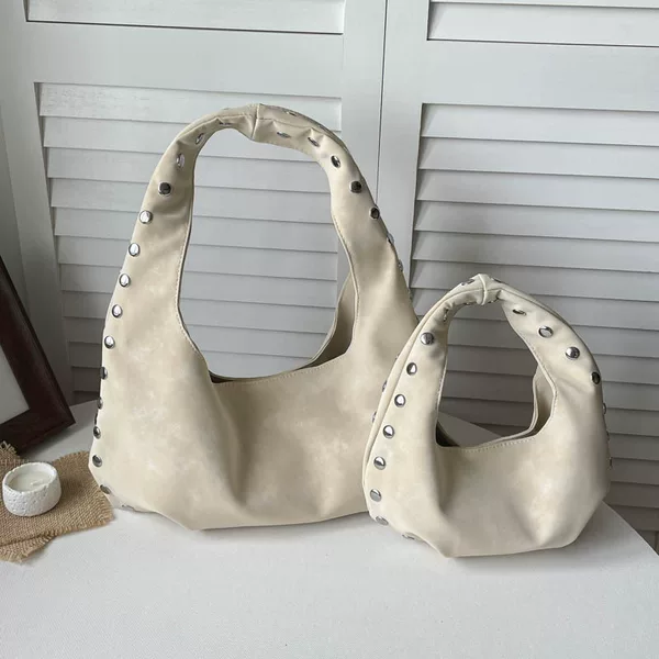 Korean-style niche retro studded shoulder underarm bag, 2026 summer new women's handbag, daily commuter bag
