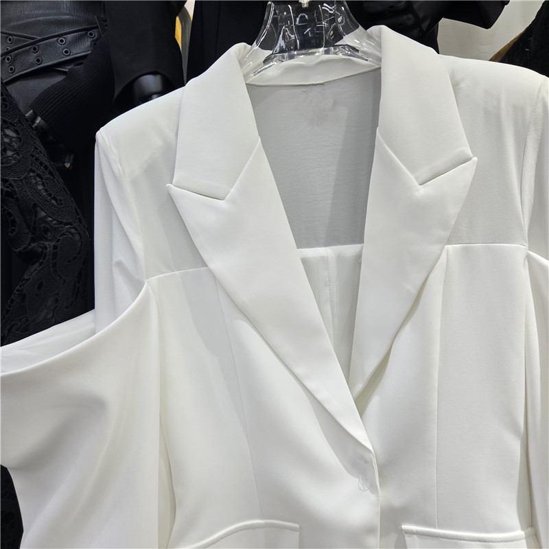 Chaqueta de Traje Casual de Poliéster con Diseño Calado para Mujer
