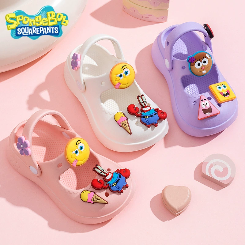 Новые детские сабо SpongeBob SquarePants для родителей и детей на толстой подошве, увеличивающие рост, уличные летние нескользящие пляжные сандалии, устойчивые к запаху.