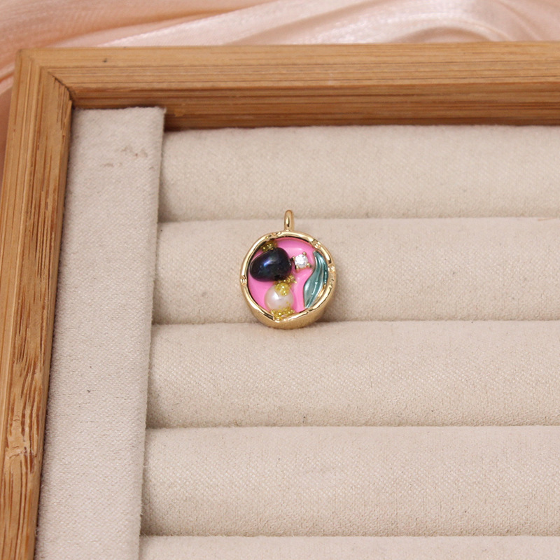 6g Weight Pendant Jewelry Making Type DIY Ornament Accessories Classification 1 Piece Quantity Freshwater Pearl, Copper Material Flower Pattern All Seasons Season Enamel Design Chinoiserie, Classical Style 1 Piece Freshwater Pearl Copper Flower Pendant 13