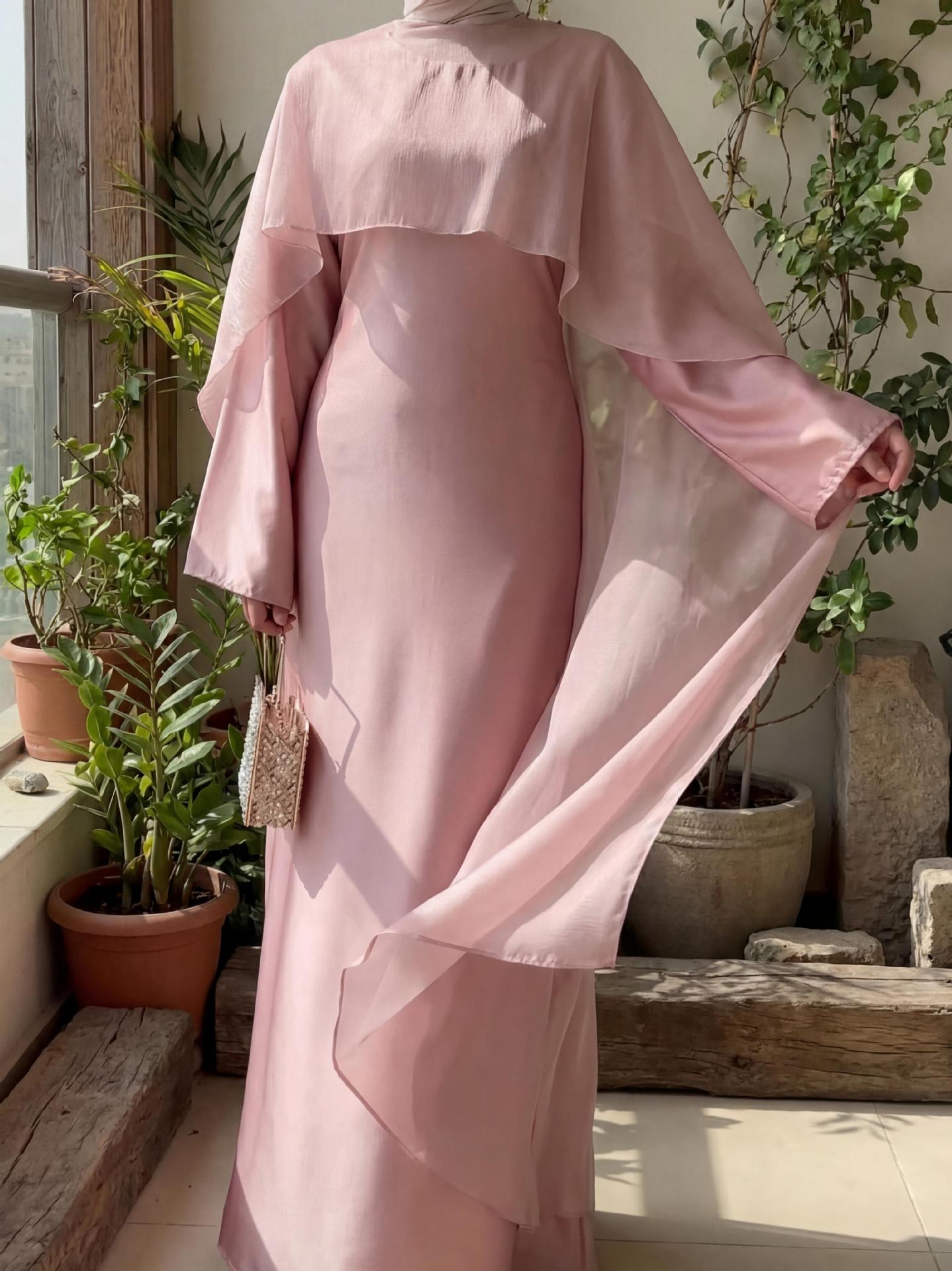 Elegant Long Sleeve Maxi Dress for Women Tie-Waist Casual Formal Muslim-Friendly Attire Elegant Modest Flowy_ecoleips.com