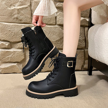 马丁靴女款2025新款冬季加绒加厚保暖白色大码42外贸短靴厚底棉靴