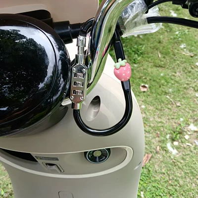 Helmet lock – Cute Cartoon Electric Vehicle - large-black-glossy-strawberry