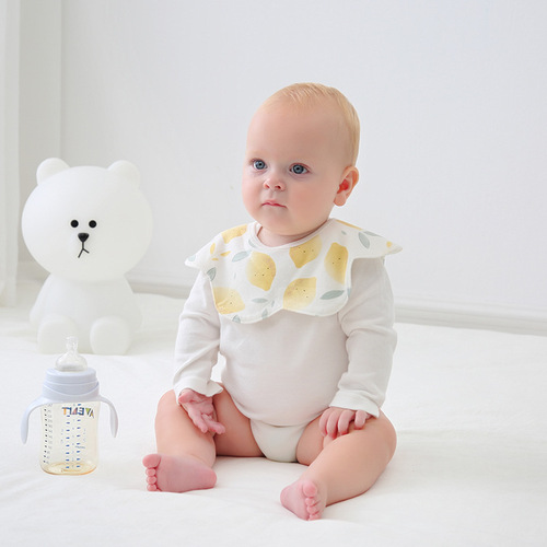 纯棉吸水宝宝口水巾360多向可用宝宝围嘴防脏可爱印花宝宝口水巾