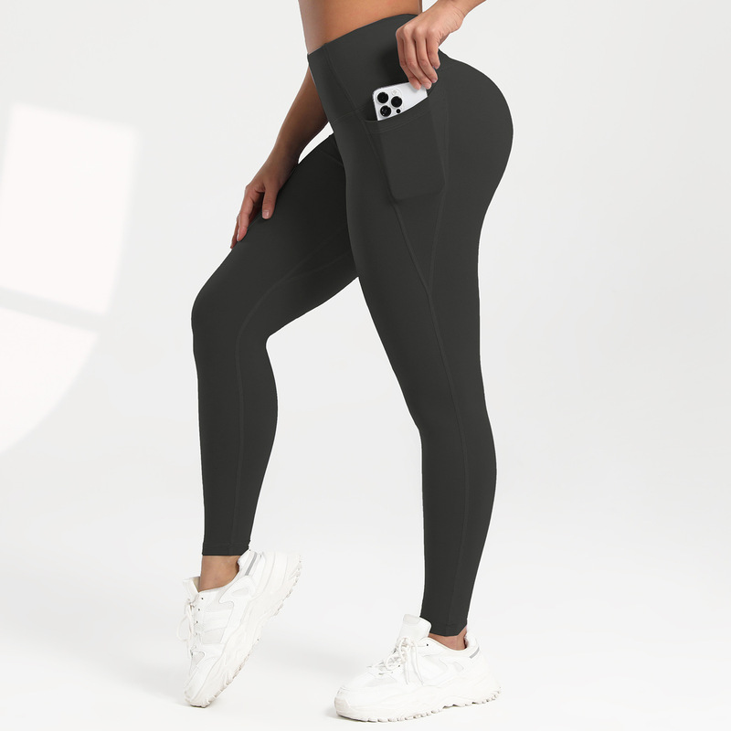 Shein Cross-border Yoga Running Sports Leggings Fitness Hip-lifting High Waist Pocket Leggings Riding Outer Wear
