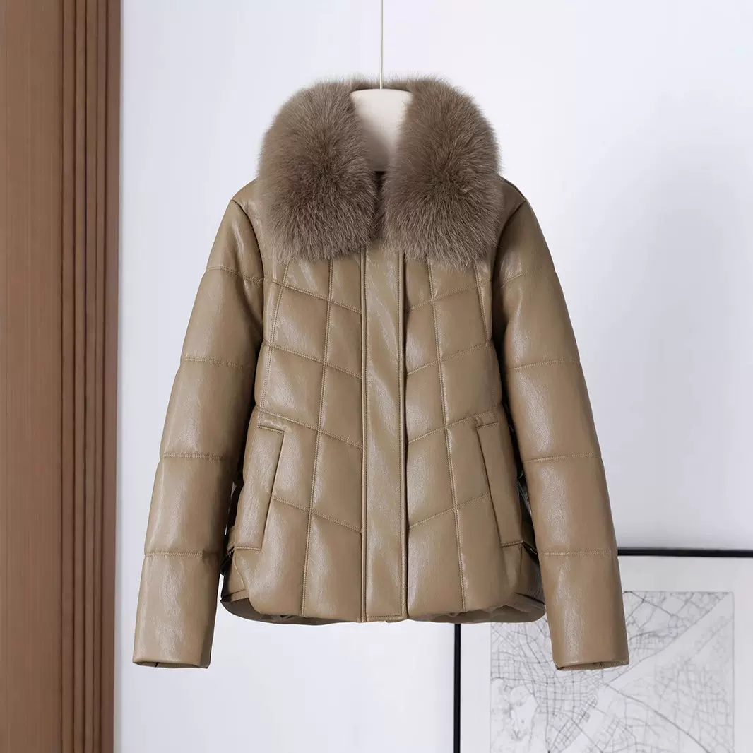 眞皮皮衣女2025冬季新款狐狸毛领宽松海宁绵羊皮羽绒服外套短款潮