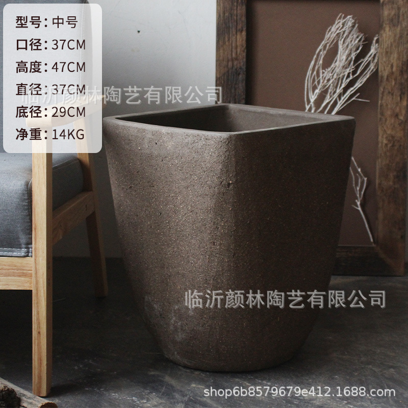 Cuadrado boca redondo fondo maceta de cerámica gruesa arena púrpura ventilación de cerámica interior balcón verde decoración maceta de gran calibre combinación maceta