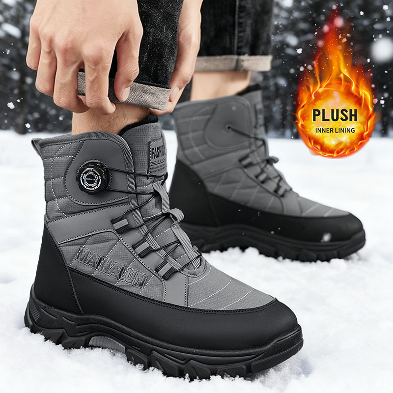 Cross-border plus-size men's high-top cotton shoes, men's winter warm and fleece-lined snow boots, casual export sports shoes and boots