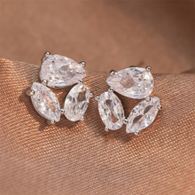 新款外贸锆石简约时尚耳环女长款冷淡风气质新娘欧美夸张耳环耳坠