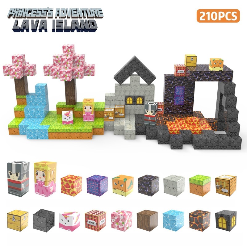 クロスボーダーマインクラフト磁気ブロックビルディングブロック磁気ブロックセットさくらプリンセスナイト STEM 感覚おもちゃ|undefined