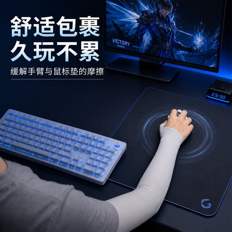 Sun protection sleeves for computer games, men's ice silk half-finger seamless professional e-sports sleeves to reduce friction Sun protection sleeves for computer games, men's ice silk half-finger seamless professional e-sports sleeves to reduce friction