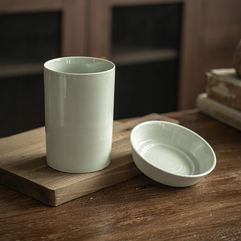 [Ayudante de almacenamiento] Cubo de palillos de escurrido de cerámica Cocina doméstica Cuchillos, tenedores, cucharas, latas de almacenamiento, mesas de hotel, cubo de palillos