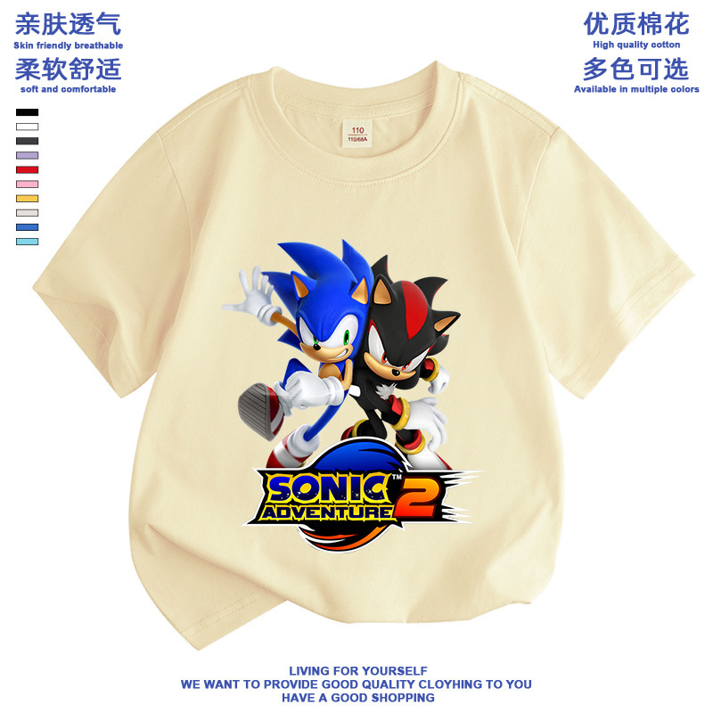New Arrival Sonic Sonic Sonic Tarrsnak Hedgehog Children's Clothes Cotton Short-sleeved T-shirt