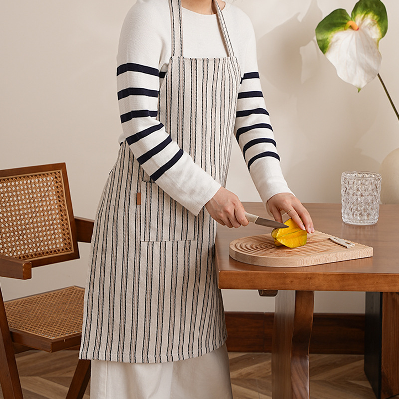 면 및 린넨 앞치마 주방 가정 요리 작업복 방수 패브릭 패션 레스토랑 앞치마 커피 숍 일본식 단순