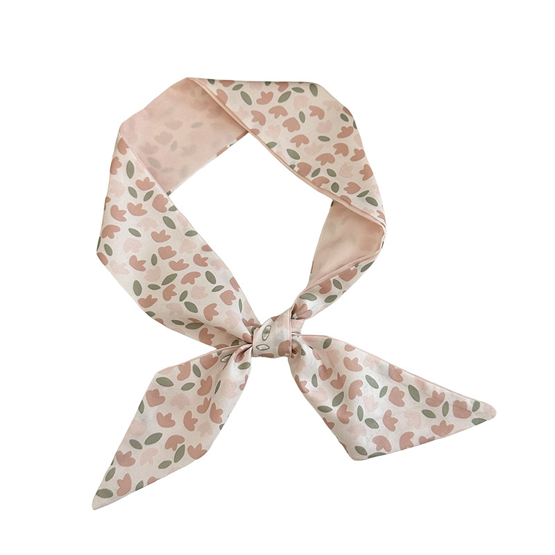 Bufanda de seda, atmósfera coreana, nueva cara, elegante decoración, bufanda pequeña, pañuelo floral, cinturón para el cabello, cinturón para el cabello, cinturón para el cabello