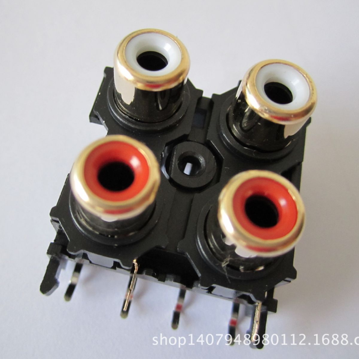 厂家直销车载用连接器4孔镀金音视频AV同芯插座4位RCA莲花插座