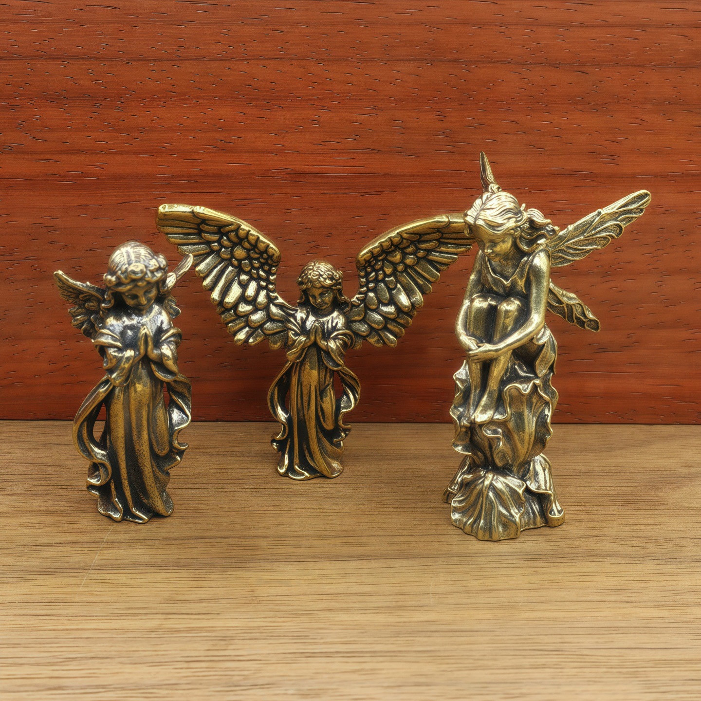 跨境热销黄铜守护天使复古羽翼爱神丘比特雕像小饰品摆件桌面装饰