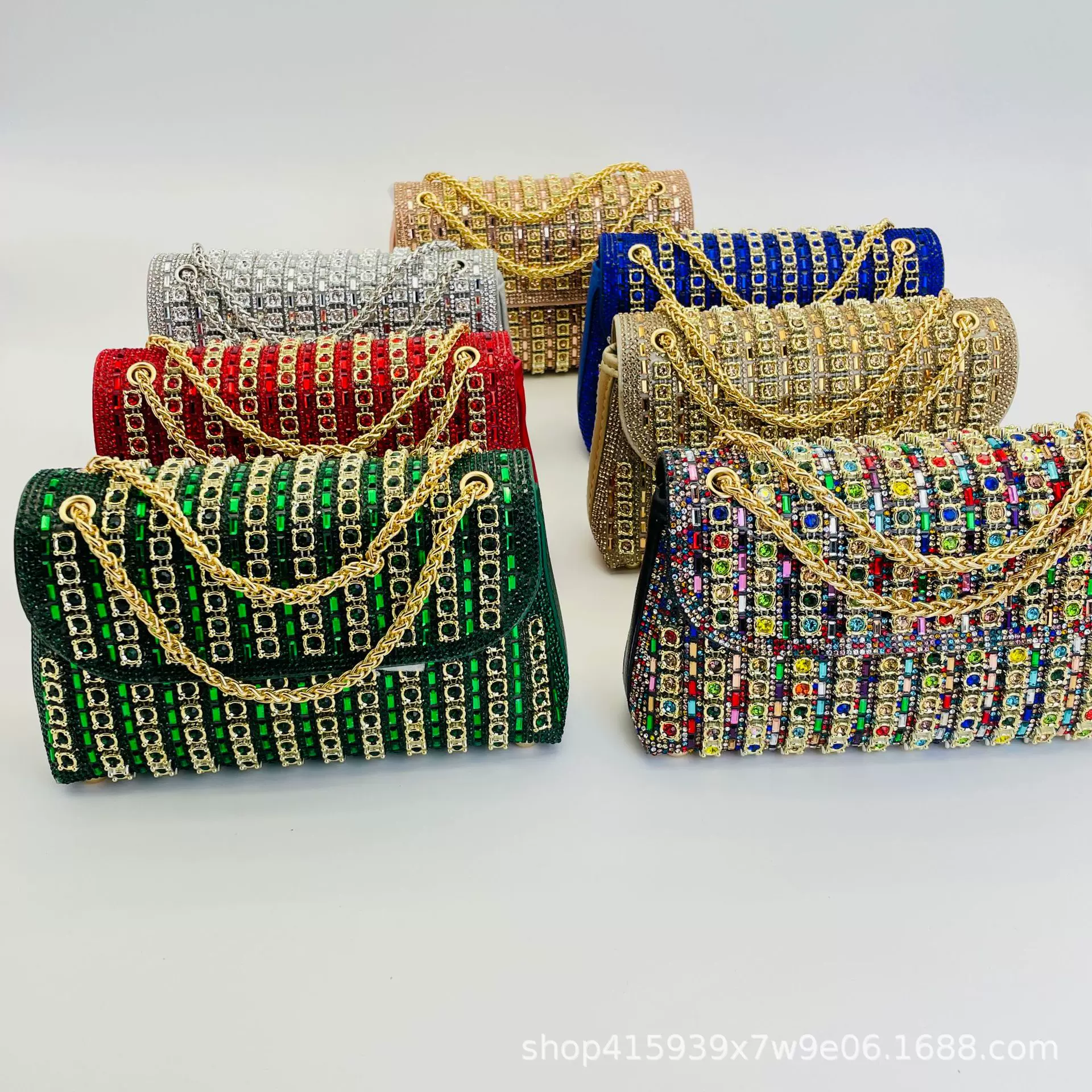 跨境亚马逊新款宝石晚宴包镶钻名媛宴会包女士晚宴包欧美手提包